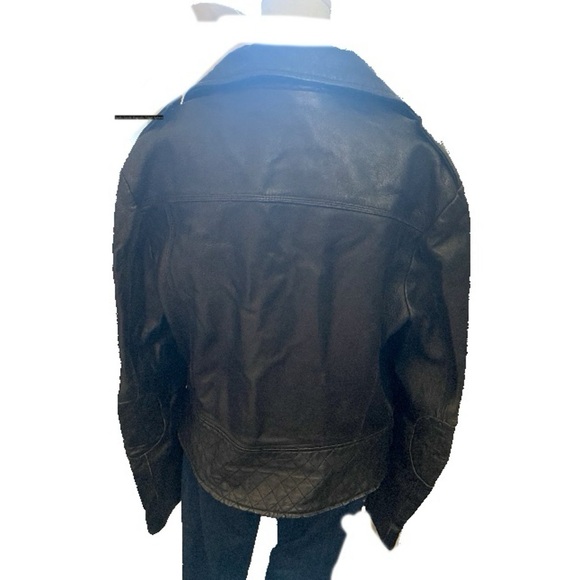 Women's Black Leather Jacket - Picture 3 of 7